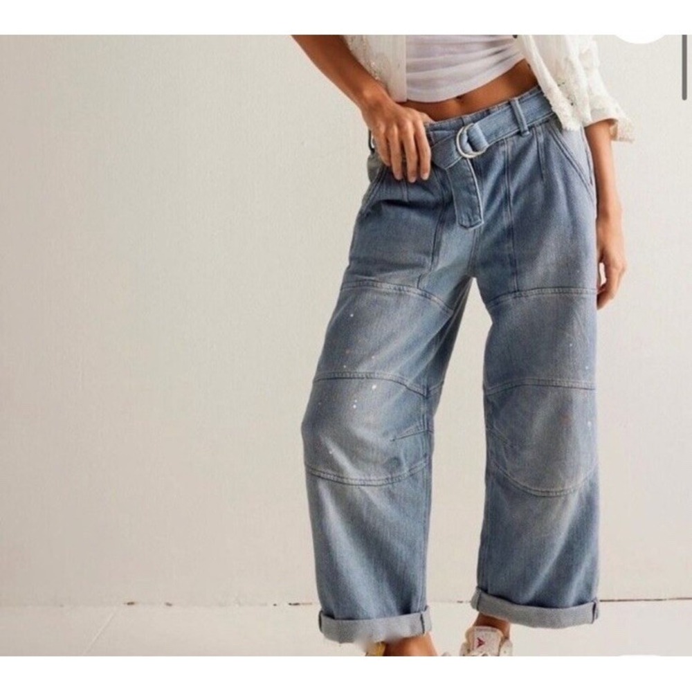 Free People Light Blue Cropped Carpenter Jeans